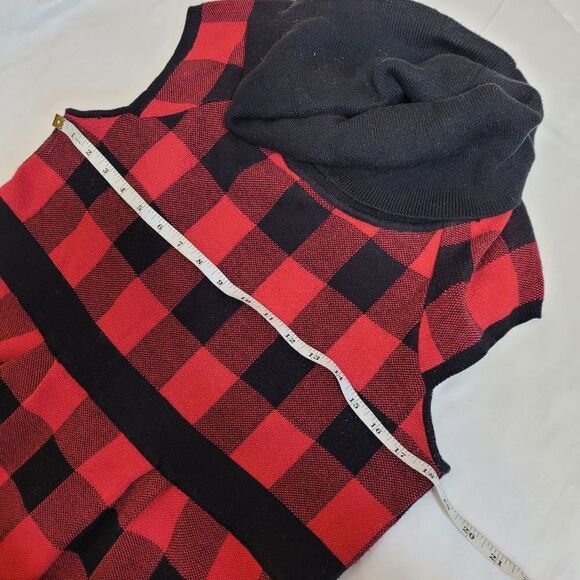 Y2K JJ Always‎ red and black plaid cowl neck tunic sweater mini dress XL - Picture 4 of 6